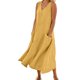 thumbnail image 1 of Vestido largo sin mangas con cuello en V y color liso para mujer: corte holgado, bolsillos, vestido informal cómodo para el día a día., 1 of 5