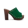 thumbnail image 3 of BLISSFUL STEP Chaussures pour Femmes à Plateforme à Talons Épais à Bout Ouvert à Rivets en Faux Suède Sandales à Enfiler Vert 8.5, 3 of 7