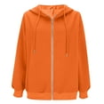 thumbnail image 5 of Zedker Women'S Casual Long Sleeve Zipper Jackets with Drawstring Adjustable Neckline ,Comfy Solid Color Fall Coats with Elastic Cuffs,Orange,XL, 5 of 6