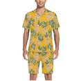 thumbnail image 5 of joogoo Men's Pajama Set Fruit Pineapple V-Neck Pj Shorts Set 2 Piece Loungewear Sleepwear S, 5 of 7