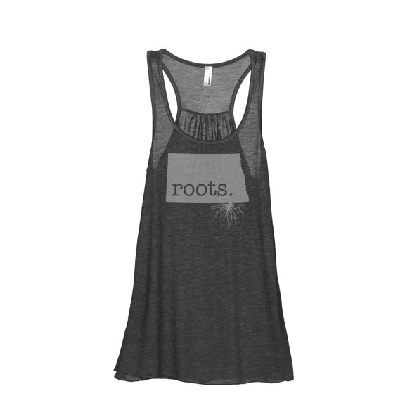 Thread Tank Home Roots State North Dakota ND Women's Sleeveless Flowy Racerback Tank Top Charcoal Small
