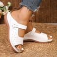 thumbnail image 4 of Slip On Wedge Sandals for Women Comfortable Open Toe Mules Adjustable Walking Platform Slides for Summer Travel White Size 9, 4 of 7