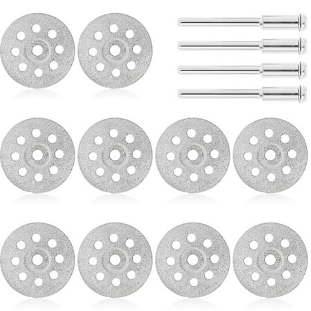 

10Pcs 22MM Grinding Disc Diamond Cut Off Discs Wheel with Breathing Holes Diamond Circular Saw Blades with 4 Mandrel Rotary Tool Accessories for Metal Glass Stone Ceramic Cutting
