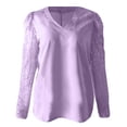 thumbnail image 3 of gvdentm Pink Blouses For Women Dressy,Womens Casual V Neck Loose 3/4 Bell Sleeve Chiffon Blouse Shirt Pleated Flowy Tunic Tops Purple 5X-Large, 3 of 5
