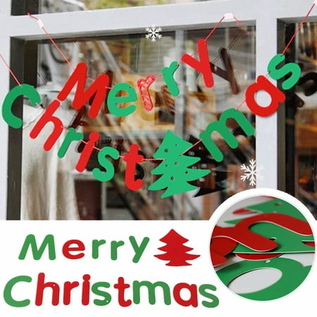 Christmas Tree Decor DIY Christmas English Letter Paper Merry Christmas Pendant Hanging Ornaments ❤ 4 Colors