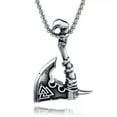 thumbnail image 2 of GKNET Silver Norse Viking Valknut Axe Pendant Necklace Chain Men's Protection Jewelry, 2 of 3