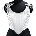 thumbnail image 2 of Mrat Plus Size Tank Tops Women Lace-Up Solid Fishbone Court Vintage Corset Straps Tank Tops Shapewear Linen Tank Tops for Women S-31 White L, 2 of 7