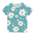 thumbnail image 3 of OGLCCG Girls Summer T Shirts Floral Printed Short Sleeve Crew Neck Shirts Dressy Casual Blouses for Kids Teens Size 3-14 Years, 3 of 6