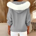 thumbnail image 6 of ZUKMRJPC Women's Zip Up Hoodie Long Sleeve Fleece Lined Faux Fur Collared Fall Winter Lightweight Hooded Sweatshirt with Pockets, 6 of 8
