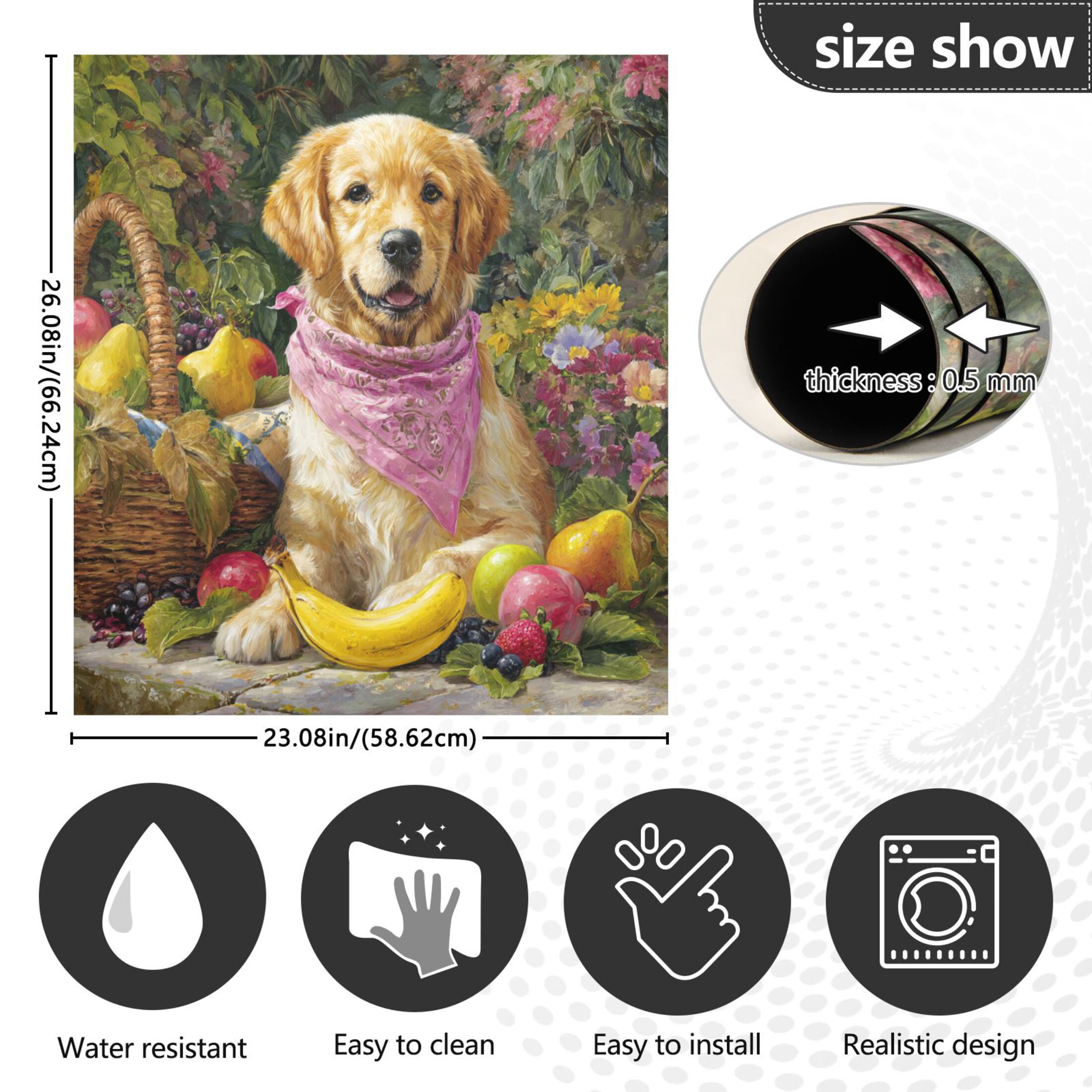 Dishwasher Magnetic Refrigerator Magnet Cover Sticker Home Decorative 23"x26" Golden Retriever with Scarf