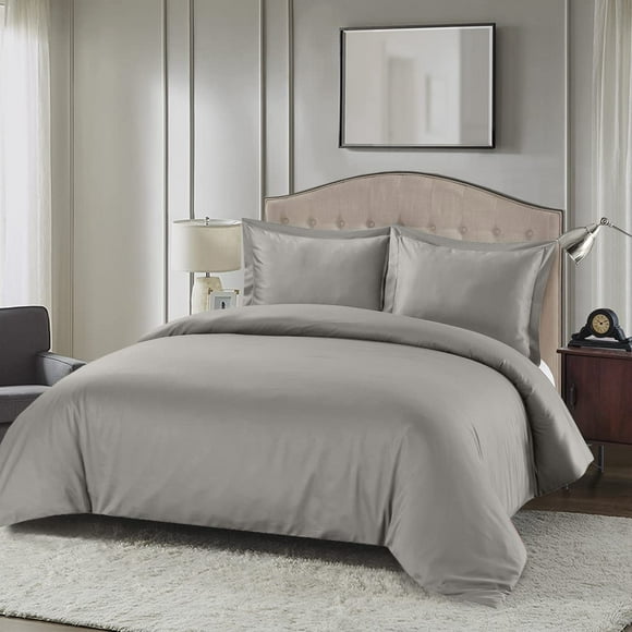 Royal Hotel Literie Housse de Couette Douce et Soyeuse, Viscose en Mélange de Bambou et Coton, Ensemble Housse de Couette 3 Pcs, Très Grand/Cal-Très Grand, Gris