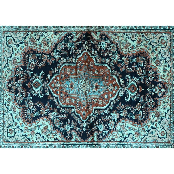 Ahgly Company Indoor Rectangle Medallion Light Blue Traditional Area Rugs, 2' x 3'