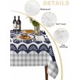 thumbnail image 5 of Navy Blue Pine Leaves Suqare Tablecloth - 54 x 54 Inch, Abstract Art Geometric Gray Plaid Waterproof & StainResistant Tablecloth, Washable Oil-proof Table Cover for Dining/Party/Wedding/Buffet, 5 of 9