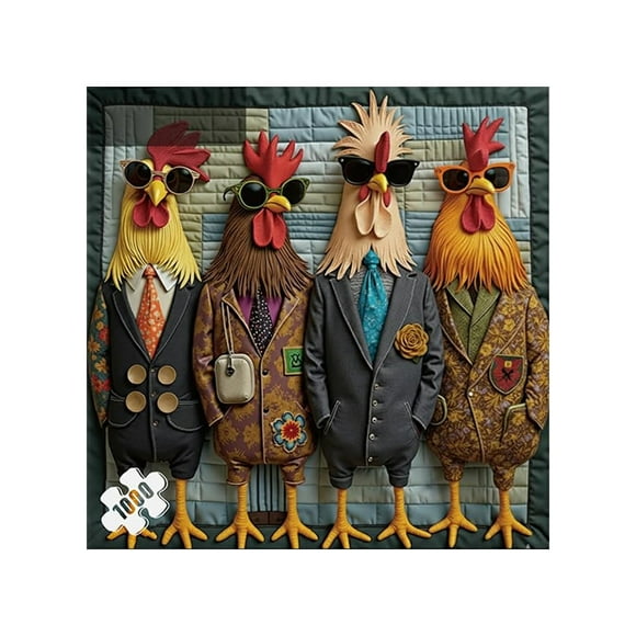 Hearth & Gear 1000 pour Adultes Casse-Tête d'Art Coq à la Mode Casse-Tête Animal Drôle Casse-Tête Coq de Ferme Stimulant Casse-Tête Unique pour Passionnés de Casse-Tête et Amateurs d'Art Bonhomme de Neige A2play Jurer Kwanzaa Fait 4400