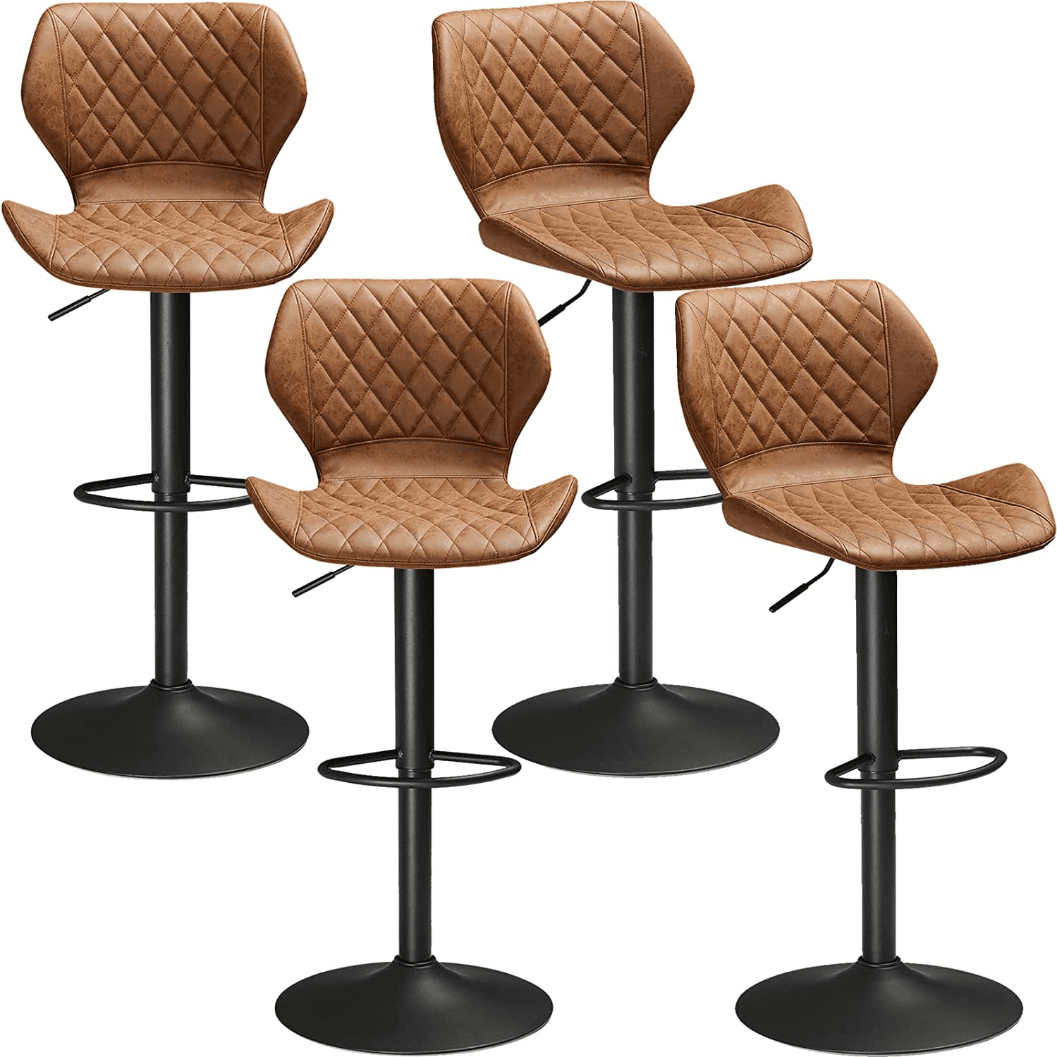 AMUZER Set of 4 Swivel Bar Stools Leather Dining Counter Bar Pub Set