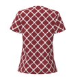 thumbnail image 3 of Uemuo Red Moroccan Drawing Women's Deep V-Neck Low Cut Tops - Casual Loose Fit with Stainless Steel Loop, Soft, Breathable, Perfect for Office, Travel, and Daily Wear-Large, 3 of 5