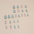 thumbnail image 3 of Fofosbeauty 24pcs Press on False Nails, Medium Almond Fake Acrylic Nails, Fresh Flower Glitter Light Green, 3 of 9