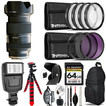 Tamron 28-75mm f/2.8 Di III VXD G2 Lens (Sony E) + Flash + Tripod & More - 64GB Accessory Kit