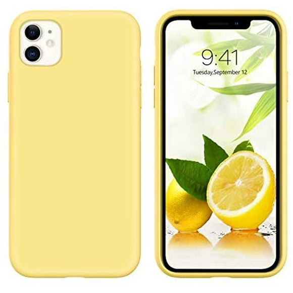 GUAGUA iPhone 11 Cas Silicone Liquide Doux Gel Caoutchouc Mince Léger Microfibre Doublure Coussin Texture Couverture