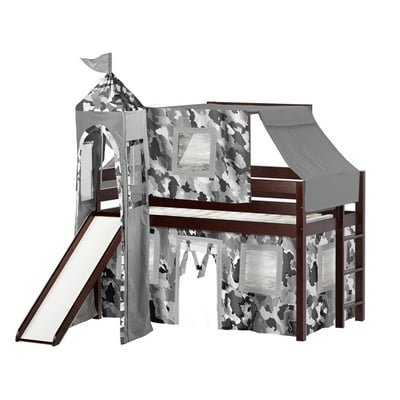 Gray Camo Low Loft Bed with Slide and Tower Twin UK Ubuy