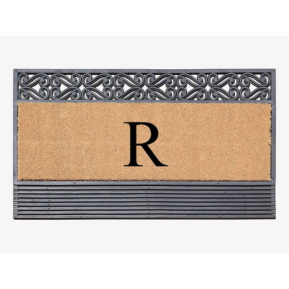 A1HC Natural Rubber & Coir 24x36 Monogrammed Doormat For Front Door, Anti-Shed Treated Durable Doormat for Outdoor Entrance, Heavy Duty, Low Profile, Easy to Clean, Long Lasting Front Porch Entry Rug