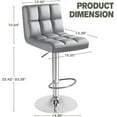 thumbnail image 2 of CQAOE Modern PU Leather Bar Stools Set of 2, Light Gray Swivel Adjustable Hydraulic Counter Height Stools with Square Seat for Kitchen Island, Dining, Home Bar, 2 of 8