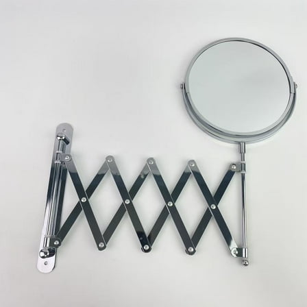 FABIEN SIEFFERT Mirrors, Wall Mounted Makeup Mirror, 1X/10X Magnifying Mirror , 8 Inch 360° Swivel Extendable Bathroom Mirror, Double Sided Telescoping Mesh Vanity Mirror - Chrome