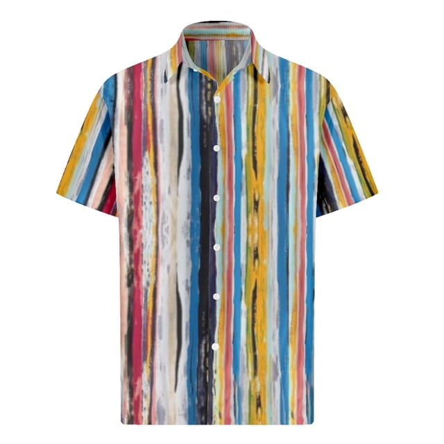 Men's Valentine's Day Printed Button Short Sleeve Shirts Men's Casual Fashion Short Sleeve Shirts 7XL