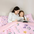 thumbnail image 5 of Homewish Retro Rustic Flower Queen Comforter Set,Cartoon Floral Daisy Bedding Sets,Pink Purple Bedding Comforter Set For Girl Kids,Microfiber Bedroom Decor Reversible,3 Pieces, 5 of 8