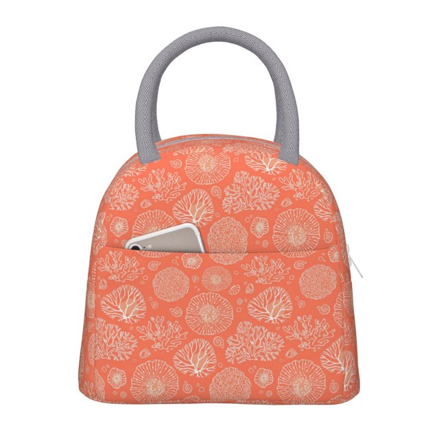 Fotbe The Marine Theme With Beautiful Corals Bolsa de Almuerzo con Estampado, Lonchera Aislada, Contenedor de Comida Reutilizable Tipo Cooler a Prueba de Fugas