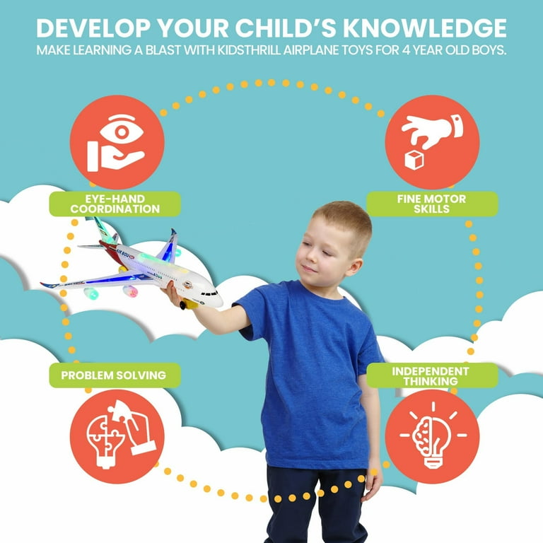 JBee Ctrl Kids Airplane Toy, Bump & Go Action, LED Lights JBee Ctrl Kids Airplane Toy, Bump & Go Action, LED Lights