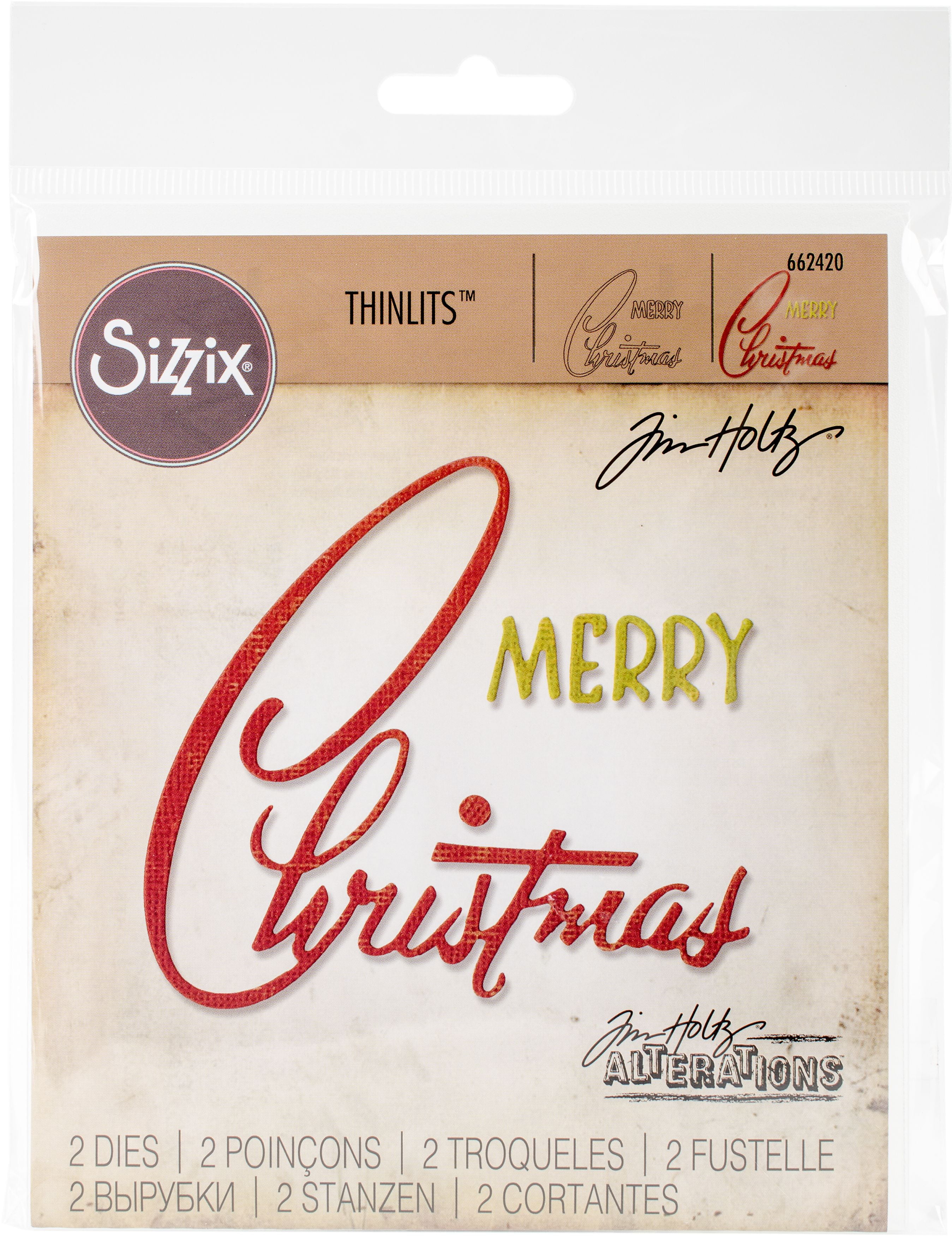 Sizzix Thinlits Dies By Tim Holtz 2/Pkg Retro Merry Christmas Walmart