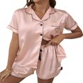 thumbnail image 1 of Heart Embroidery Button Shirt + Shorts Set for Women, 1 of 3