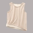 thumbnail image 2 of Mepaouo Boys Girls Striped Fleece Thermal Tank Tops Sleeveless Running Tennis Yoga Shirts(Khaki,E), 2 of 3