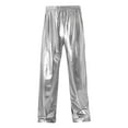 thumbnail image 4 of Mens Dress Pants Slim Fit Solid Color Mid Waisted Shiny Metal Shiny Pants Nightclub Loose Fit Pants Trousers 2025 Fall Slacks with Pockets, 4 of 4