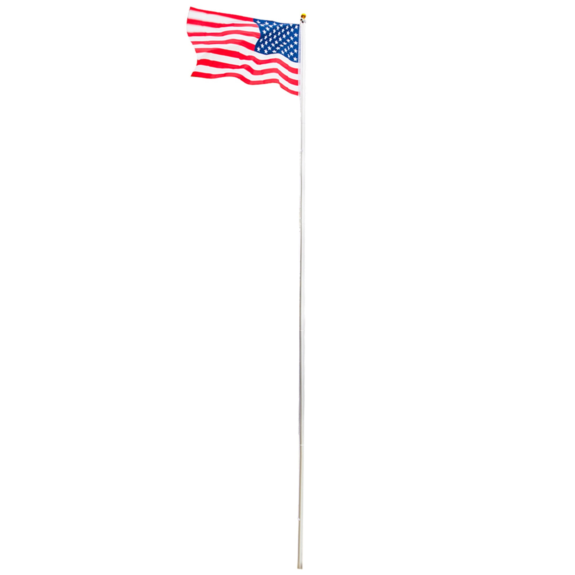 American Flag and Pole Set, Sectional US Flag and Halyard Flagpole Kit ...