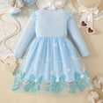 thumbnail image 5 of Girls Long Sleeve Princess Tulle Dress with Bows for Birthday Party, Sparkly Blue Tutu Dress for Kids Age 3-10 Years,Size 5-6 T, 5 of 7