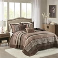 thumbnail image 3 of Pemberly Row 5-Piece Polyester Cotton Faux Silk Bedspread Set in Brown, 3 of 15
