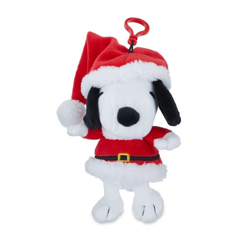 Peanuts Snoopy Santa Clip on Plush 6 inches Tall Red Polyester