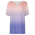 thumbnail image 5 of CFLVAEK Plus Size Womens Tshirt 3x Casual Short Sleeve Tshirts Loose Fit Button V Neck T Shirts Fashion Gradient Graphic Tees Pink XXL, 5 of 6