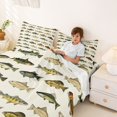 thumbnail image 3 of Castle Fairy Flat Freshwater Fish Bed Sheets 4-Piece,Repeating Bass Species Tile Full Size Sheets,Cream Olive,1 Fitted Sheet,1 Flat Sheet and 2 Pillowcases, 3 of 6