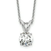 Auriga Fine Jewelry 14K White Gold 5 mm Round Lab Grown Diamond Solitaire Necklace for Women 18"