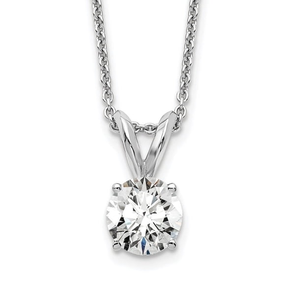 Auriga Fine Jewelry 14K White Gold 5 mm Round Lab Grown Diamond Solitaire Necklace for Women 18"