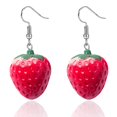 thumbnail image 2 of Pendientes de fresa roja con personalidad creativa, lindos pendientes colgantes de hongo con simulación de resina de fruta 3D, 2 of 6