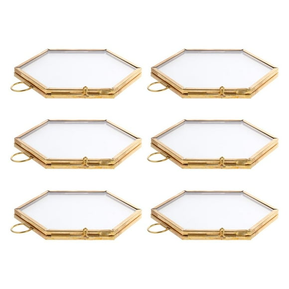 6pcs Modern ing Floating Photo Frame Hexagon Glass Display Picture Frames
