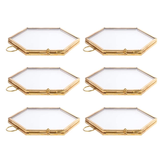 S Hexagonal Glass Photo Frame Vintage ing Frame for Display, Glass Frame