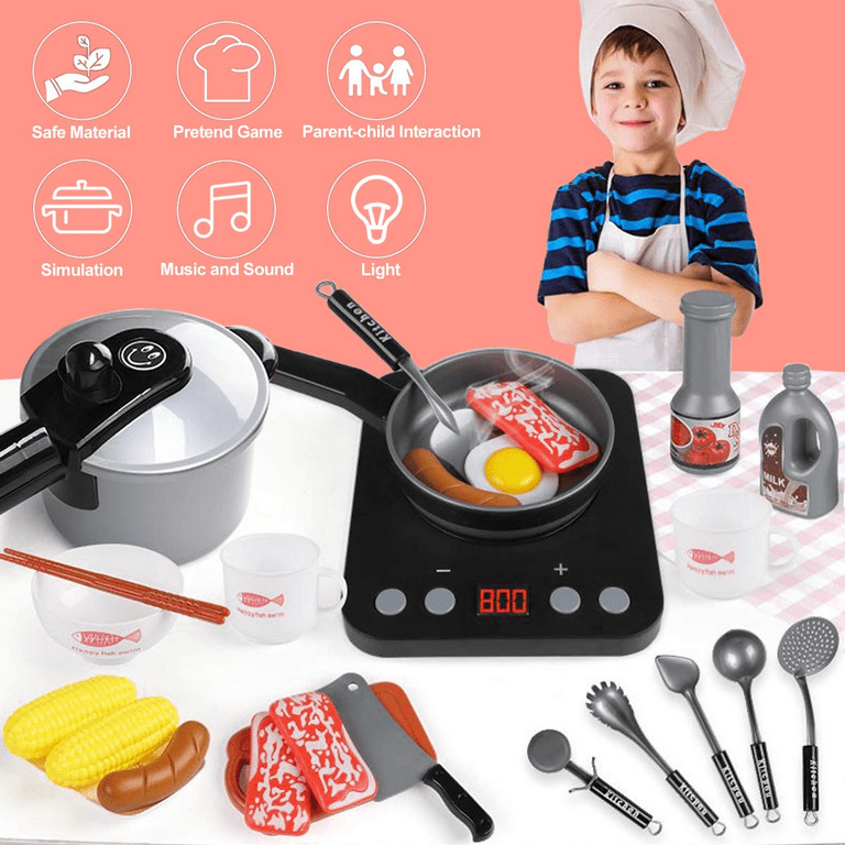 Real Mini Cooking Kitchen Set Real Cooking Stove Knife Wok Cookware Utensils  