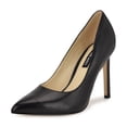 thumbnail image 1 of Zapato de tacón Nine West Tatiana negro de cuero con punta fina, ancho 10, 1 of 7