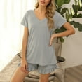 thumbnail image 2 of Womens Ruffle Short Lounge Set Short Sleeve Tops and Shorts 2 Piece Pajamas Set Sleepwear for Women, 2 of 5