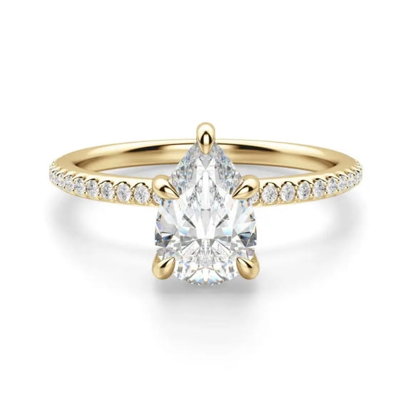 3 Carat IGI Certified Pear Cut Lab Grown Diamond Ring | Solitaire Engagement Ring | 14K Yellow Gold | G - VS1-VS2